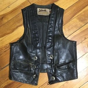 Vintage Schott NYC Leather Western Biker Vest ♠️